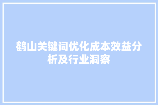 鹤山关键词优化成本效益分析及行业洞察 网站建设公司