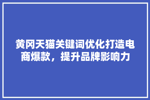 黄冈天猫关键词优化打造电商爆款，提升品牌影响力 必应SEO