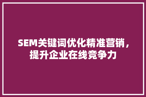 SEM关键词优化精准营销，提升企业在线竞争力 百度SEO
