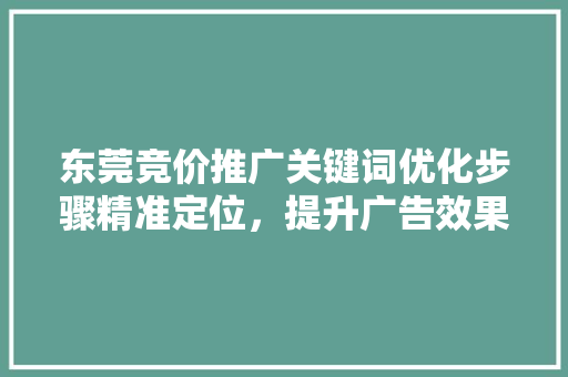 东莞竞价推广关键词优化步骤精准定位，提升广告效果 必应SEO