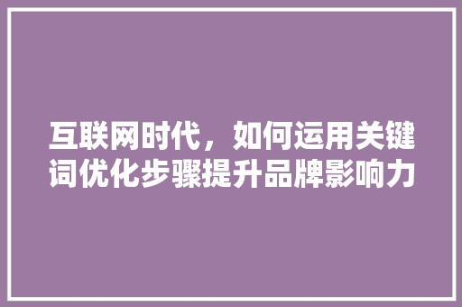 互联网时代，如何运用关键词优化步骤提升品牌影响力 SEO关键词