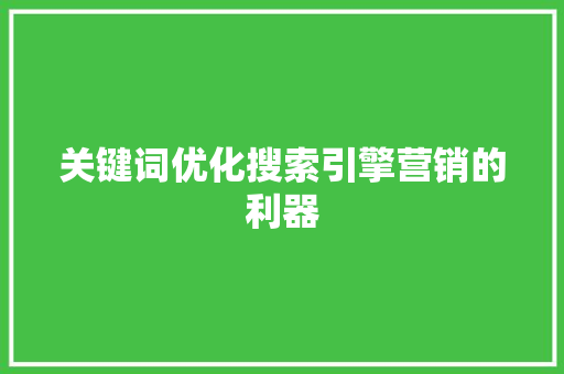 关键词优化搜索引擎营销的利器 网站建设公司