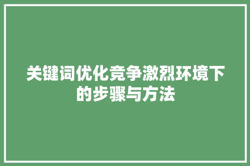 关键词优化竞争激烈环境下的步骤与方法 网站建设公司