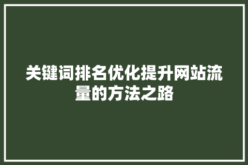 关键词排名优化提升网站流量的方法之路 搜狗SEO