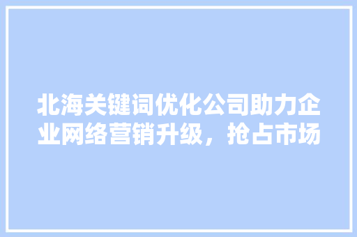 北海关键词优化公司助力企业网络营销升级，抢占市场先机