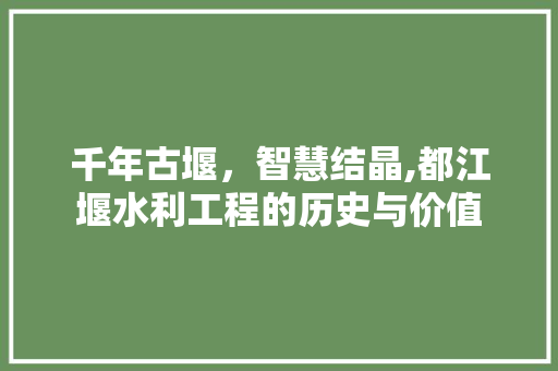 千年古堰，智慧结晶,都江堰水利工程的历史与价值 网站建设公司