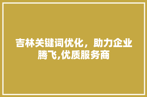 吉林关键词优化，助力企业腾飞,优质服务商 神马SEO