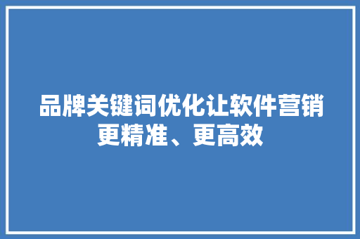 品牌关键词优化让软件营销更精准、更高效 神马SEO