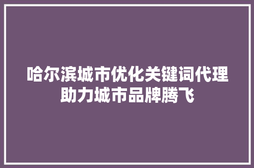 哈尔滨城市优化关键词代理助力城市品牌腾飞 搜狗SEO