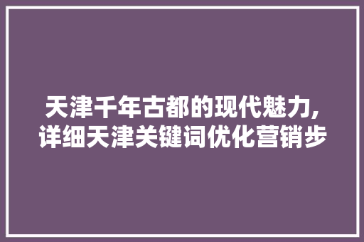 天津千年古都的现代魅力,详细天津关键词优化营销步骤 神马SEO