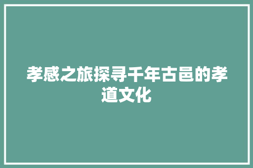 孝感之旅探寻千年古邑的孝道文化 搜狗SEO