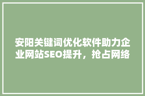 安阳关键词优化软件助力企业网站SEO提升，抢占网络市场先机 SEO关键词