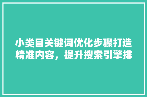小类目关键词优化步骤打造精准内容，提升搜索引擎排名 百度SEO