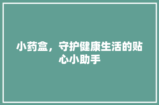 小药盒，守护健康生活的贴心小助手 必应SEO
