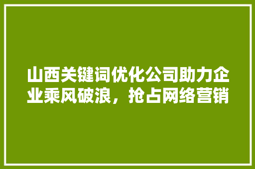 山西关键词优化公司助力企业乘风破浪，抢占网络营销制高点 搜狗SEO