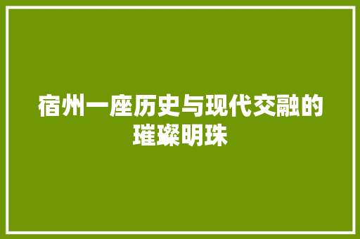 宿州一座历史与现代交融的璀璨明珠 必应SEO