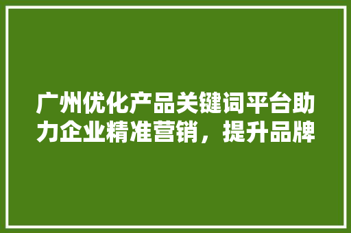广州优化产品关键词平台助力企业精准营销，提升品牌影响力 百度SEO