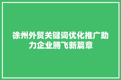 徐州外贸关键词优化推广助力企业腾飞新篇章 必应SEO
