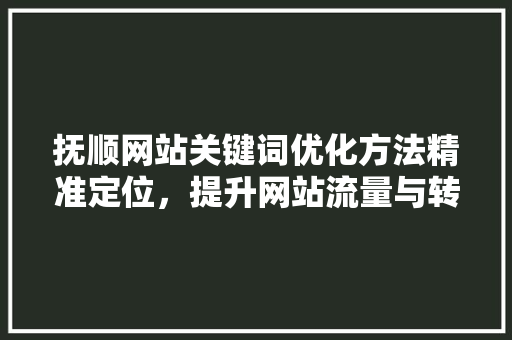 抚顺网站关键词优化方法精准定位，提升网站流量与转化率 搜狗SEO