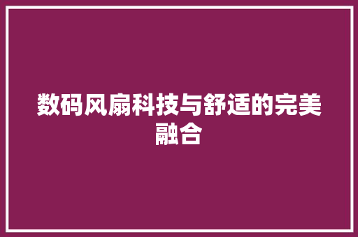 数码风扇科技与舒适的完美融合 百度SEO