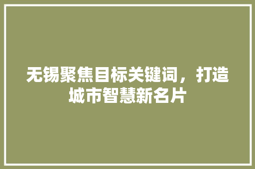 无锡聚焦目标关键词，打造城市智慧新名片