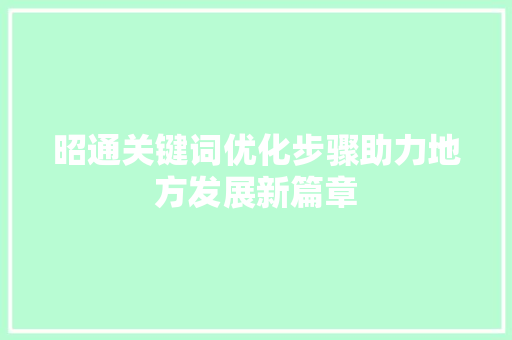 昭通关键词优化步骤助力地方发展新篇章 网站建设公司
