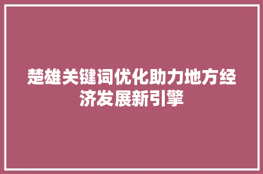 楚雄关键词优化助力地方经济发展新引擎 必应SEO