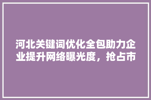 河北关键词优化全包助力企业提升网络曝光度，抢占市场先机 搜狗SEO
