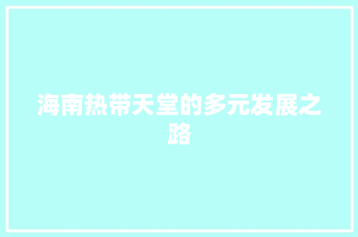 海南热带天堂的多元发展之路 百度SEO