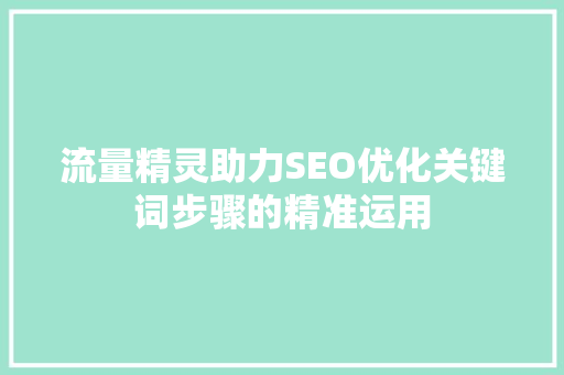 流量精灵助力SEO优化关键词步骤的精准运用 网站建设公司