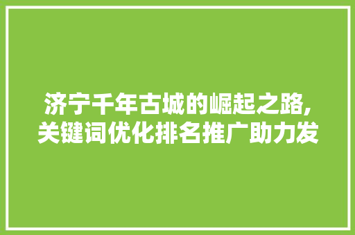 济宁千年古城的崛起之路,关键词优化排名推广助力发展 SEO关键词