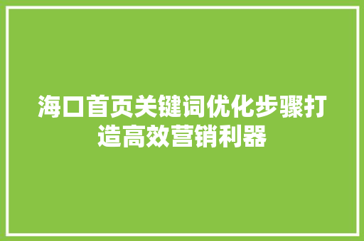 海口首页关键词优化步骤打造高效营销利器 SEO关键词