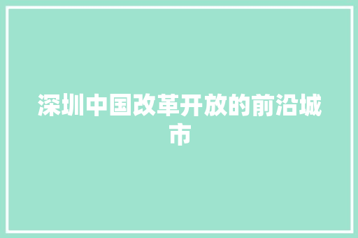 深圳中国改革开放的前沿城市 网站建设公司