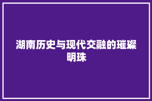 湖南历史与现代交融的璀璨明珠 搜狗SEO