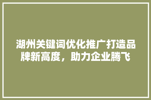 湖州关键词优化推广打造品牌新高度，助力企业腾飞 网站建设公司