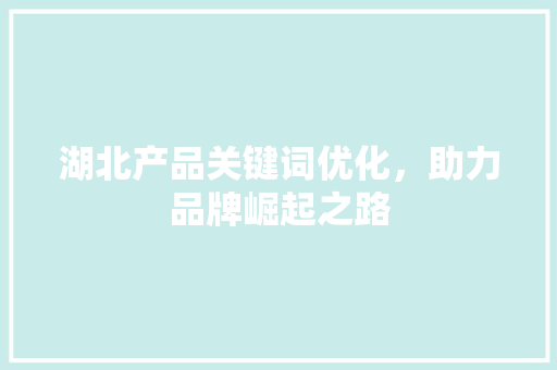 湖北产品关键词优化，助力品牌崛起之路 必应SEO