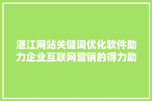 湛江网站关键词优化软件助力企业互联网营销的得力助手 网站建设公司