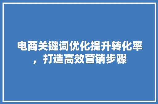 电商关键词优化提升转化率，打造高效营销步骤 必应SEO