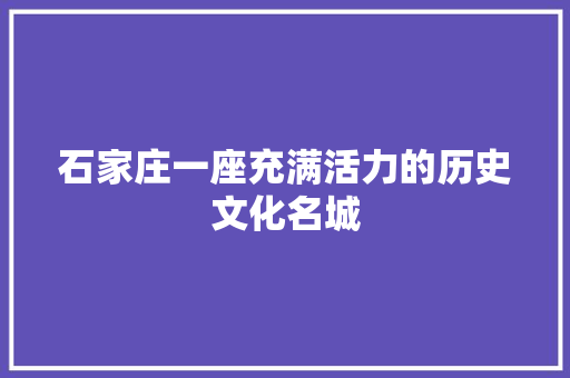 石家庄一座充满活力的历史文化名城 神马SEO