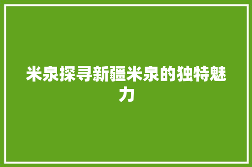 米泉探寻新疆米泉的独特魅力 百度SEO