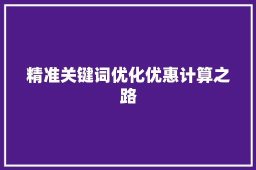 精准关键词优化优惠计算之路 网站建设公司