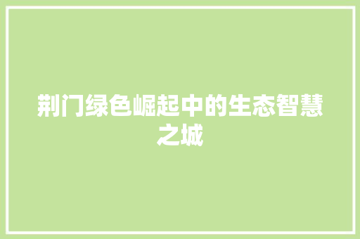 荆门绿色崛起中的生态智慧之城 神马SEO