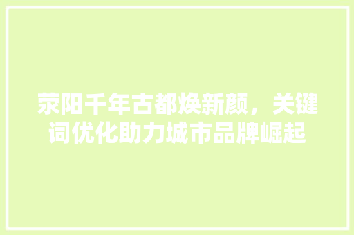 荥阳千年古都焕新颜，关键词优化助力城市品牌崛起 网站建设公司