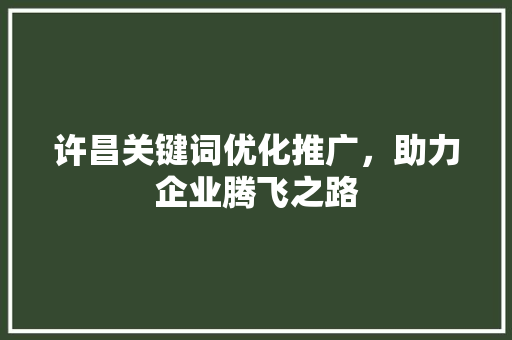 许昌关键词优化推广，助力企业腾飞之路 SEO关键词