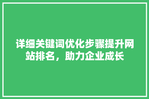 详细关键词优化步骤提升网站排名，助力企业成长 网站建设公司