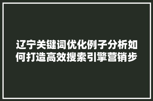 辽宁关键词优化例子分析如何打造高效搜索引擎营销步骤 百度SEO