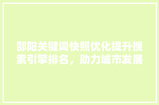 邵阳关键词快照优化提升搜索引擎排名，助力城市发展