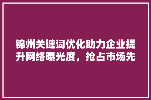 锦州关键词优化助力企业提升网络曝光度，抢占市场先机 搜狗SEO