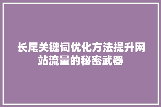长尾关键词优化方法提升网站流量的秘密武器