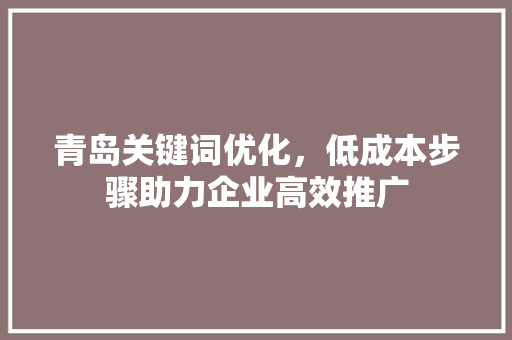 青岛关键词优化，低成本步骤助力企业高效推广